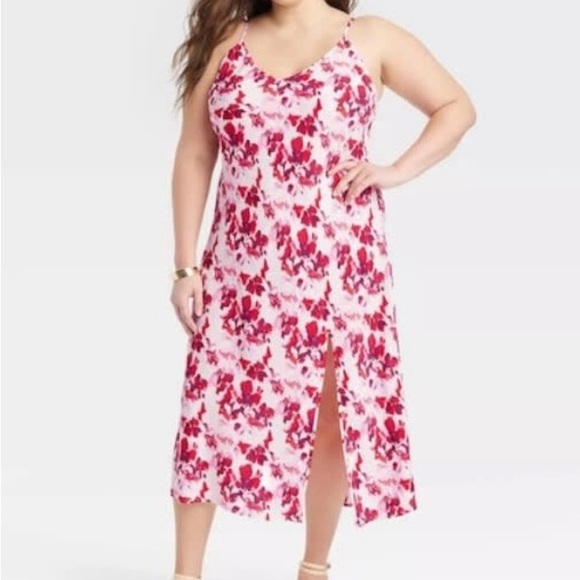 Plus Size Women’s pink and White Floral Midi Dress size 2X NEW - Picture 3 of 3